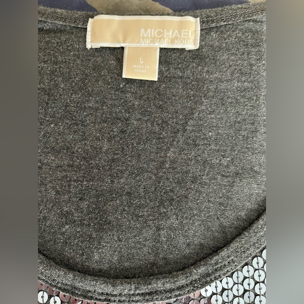 Macy’s Michael Michael Kors Size:L Women Sleevless Sequins Top Charcoal NWOT - Picture 7 of 9